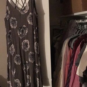 Gray Floral Strappy Dress